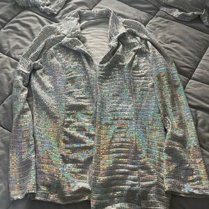 Women’s 3 piece outfit, Holographic festival outfit, costume.